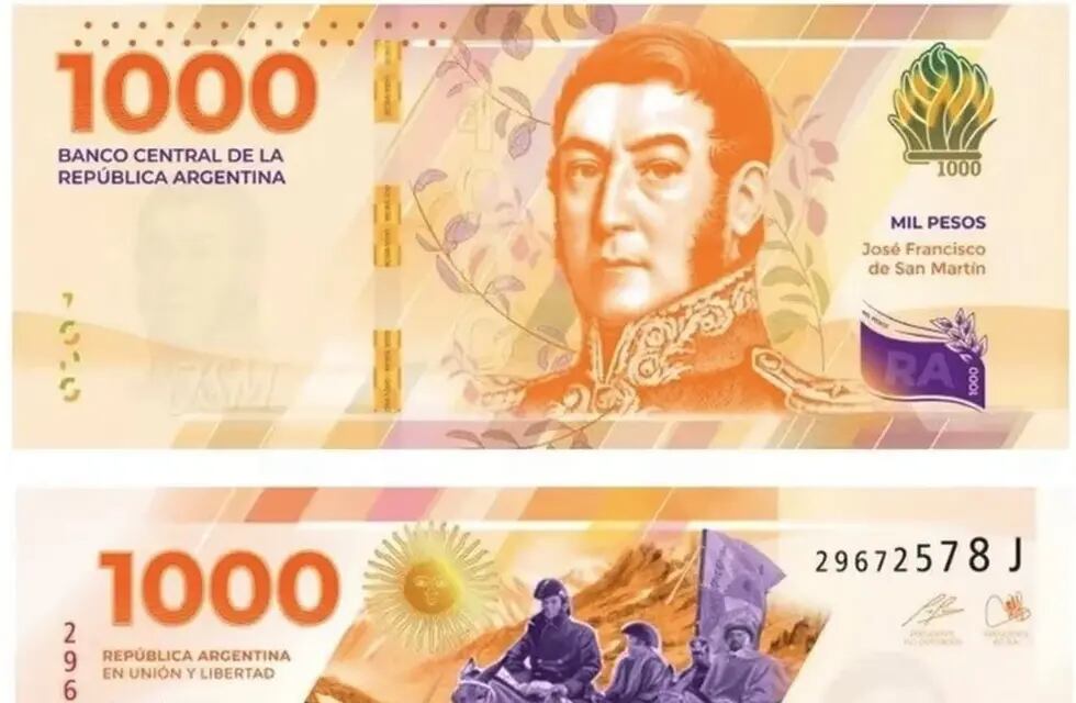 Así será el nuevo billete de $1.000 con el rostro de San Martín. Foto: Infobae