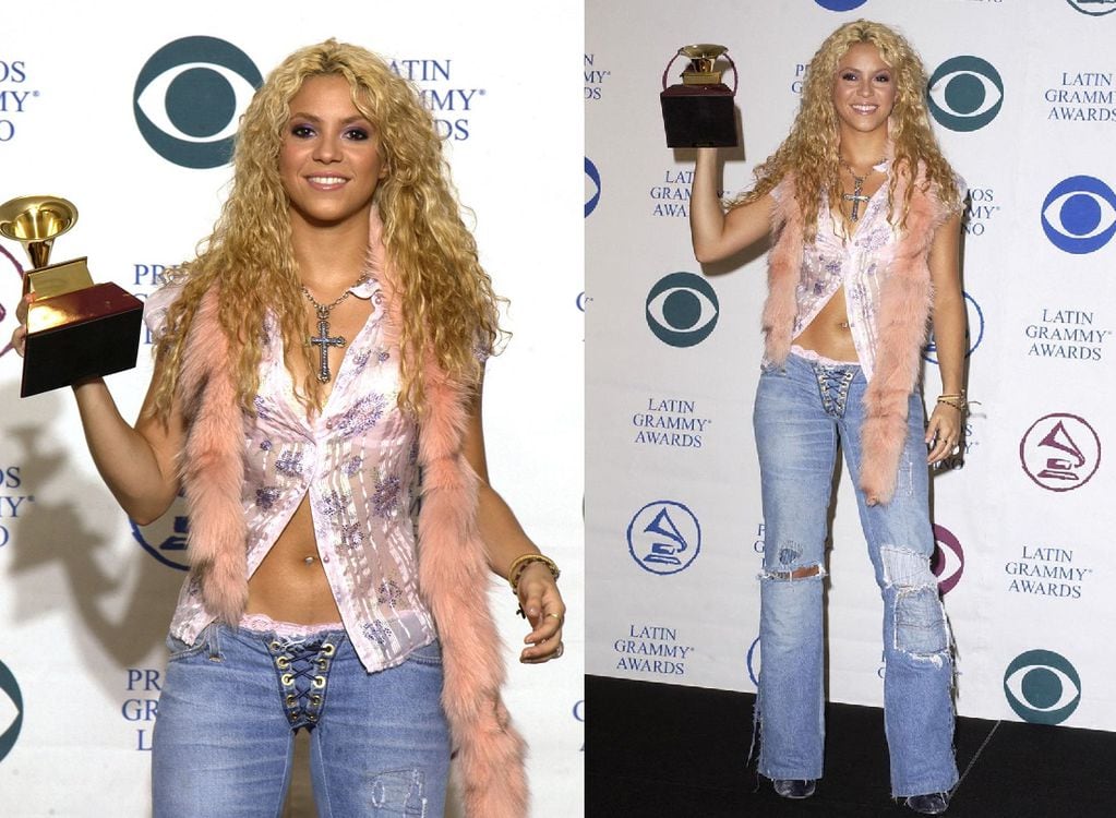 Shakira y un jean tiro bajo en 2002 - 