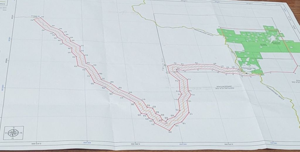 Mapa del trazado del camino que Minera Los Pelambres por el cual solicitó un Protocolo