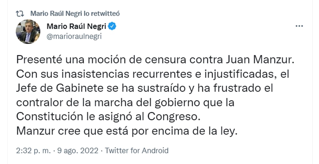 Twitter Mario Raúl Negri
