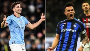 Julián Álvarez y Lautaro Martínez podrían ser campeones de Champions League