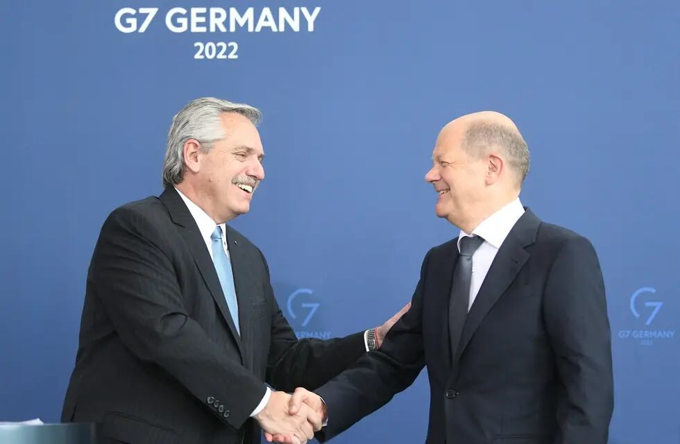 Alberto Fernández junto al canciller alemán, Olaf Scholz. / Foto: Presidencia de la Nación.