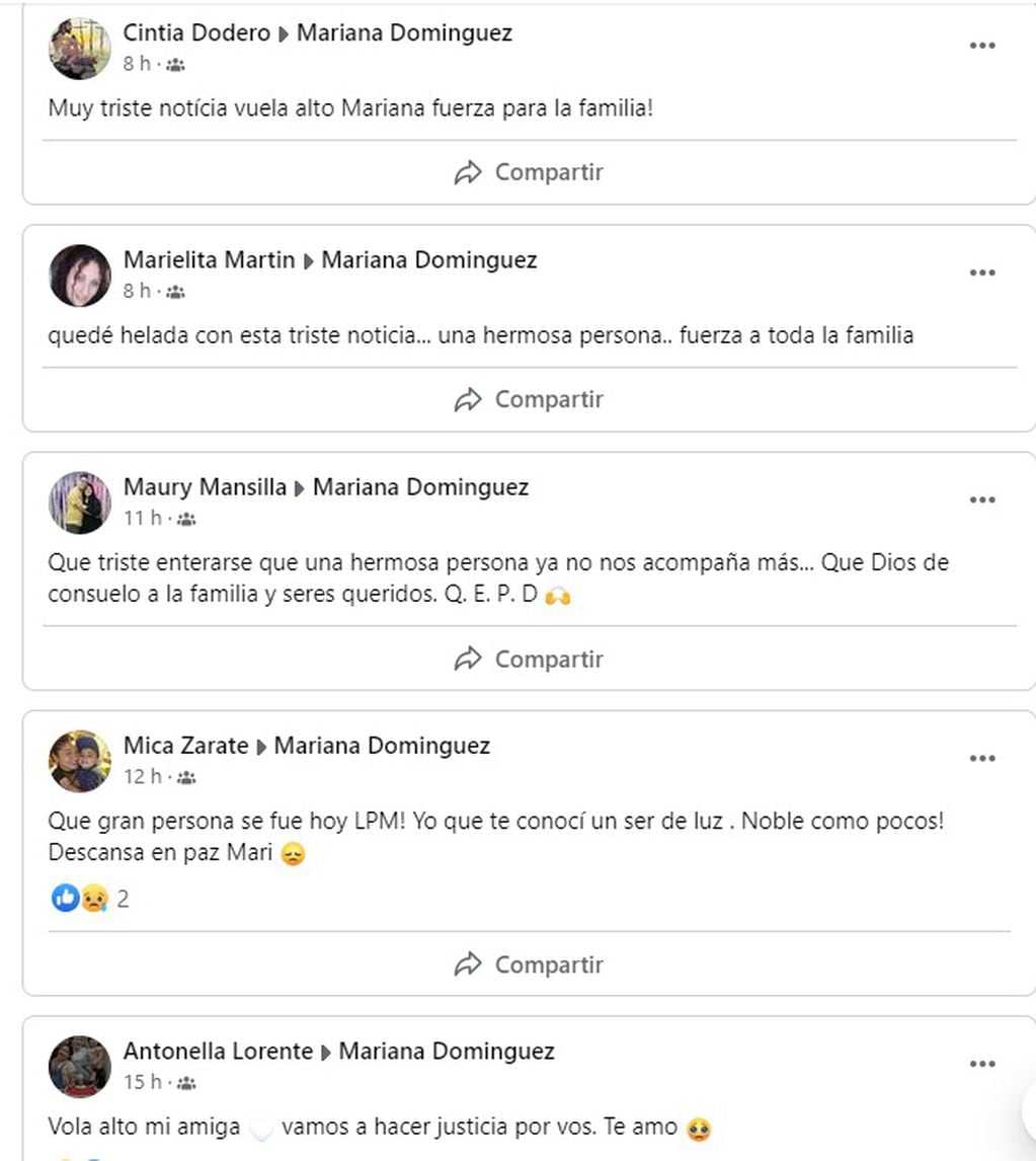 Dolor en las redes por Mariana Domínguez, la joven de 28 años que murió por una bala perdida en Godoy Cruz (Facebook)