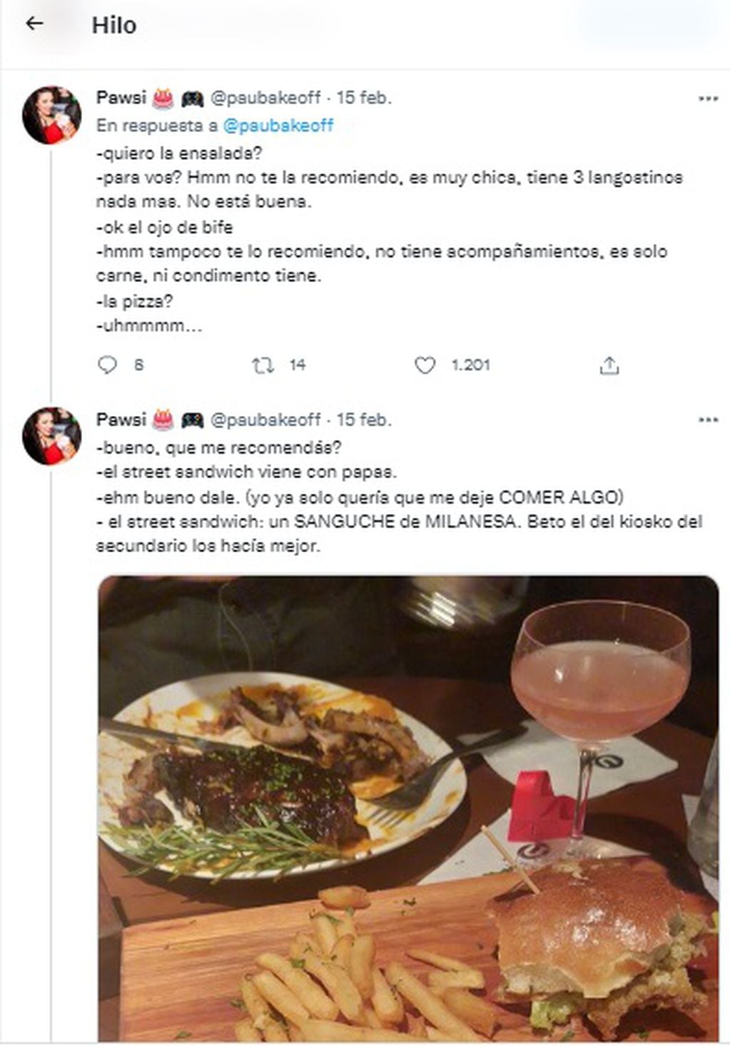 La joven fue a un restaurante y se indignó por los precios y la comida y realizó un descargo en Twitter contando toda la secuencia.