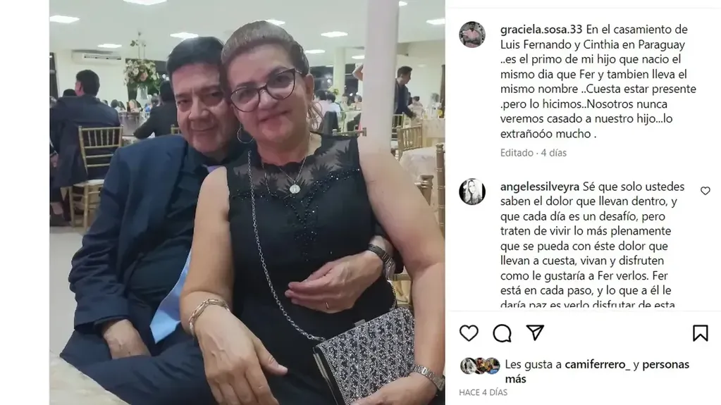 Graciela Sosa recordó a Fernando en el casamiento de un familiar. Foto: Instagram/@graciela.sosa.33