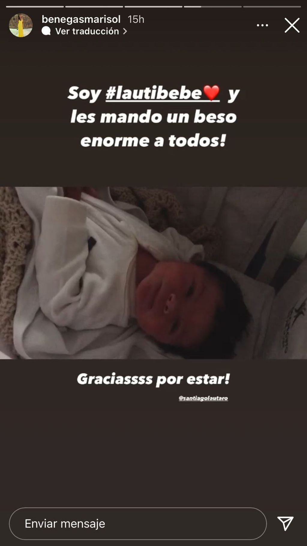 Marisol Benegas compartió la primera foto de su hijo.