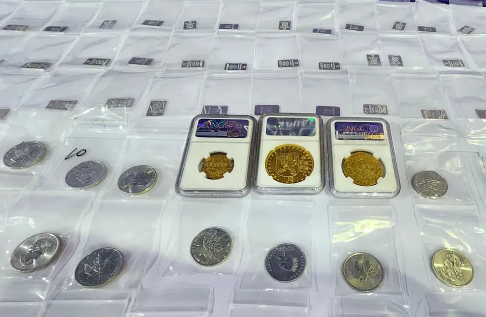 Las monedas secuestradas. Foto: Dirección General de Aduanas
