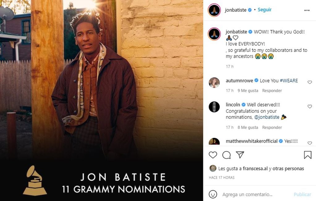Jon batiste, el artista con más nominaciones en los Grammy 2022
