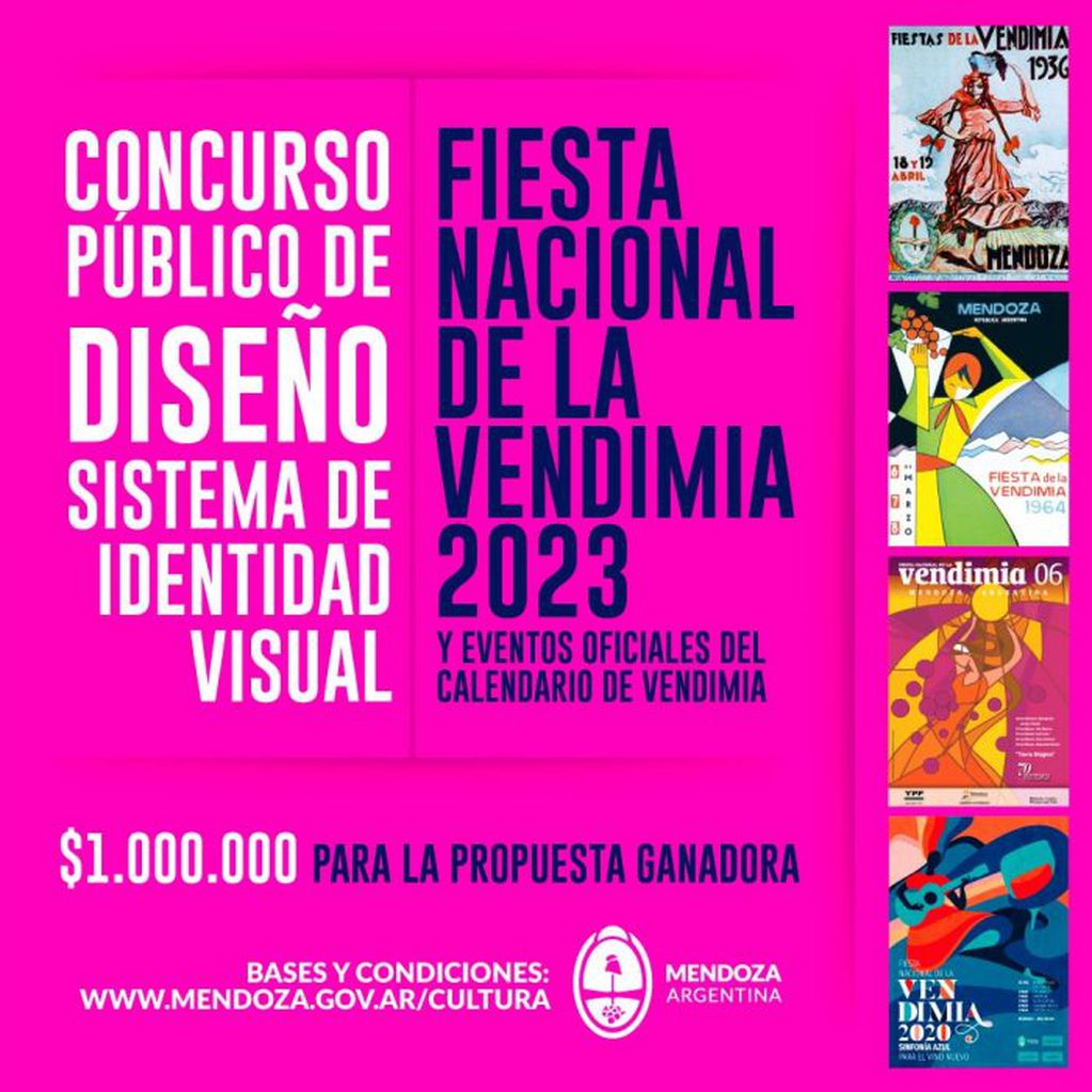 Abrieron el Concurso Público de Diseño de Sistema de Identidad visual para la Fiesta Nacional de la Vendimia 2023.