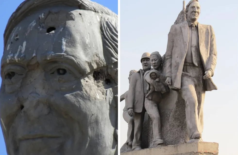 Atacaron una estatua de Néstor Kirchner en Buenos Aires.