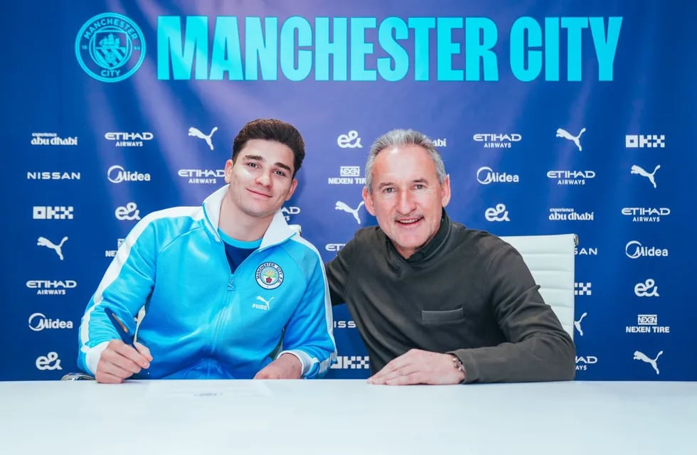 Julián Álvarez firmó hasta 2028 con el Manchester City. (Prensa Manchester City)