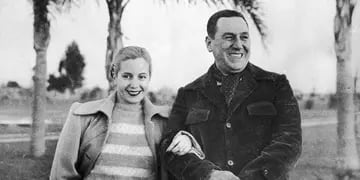 Juan Domingo Perón junto a Eva Duarte. (Archivo)