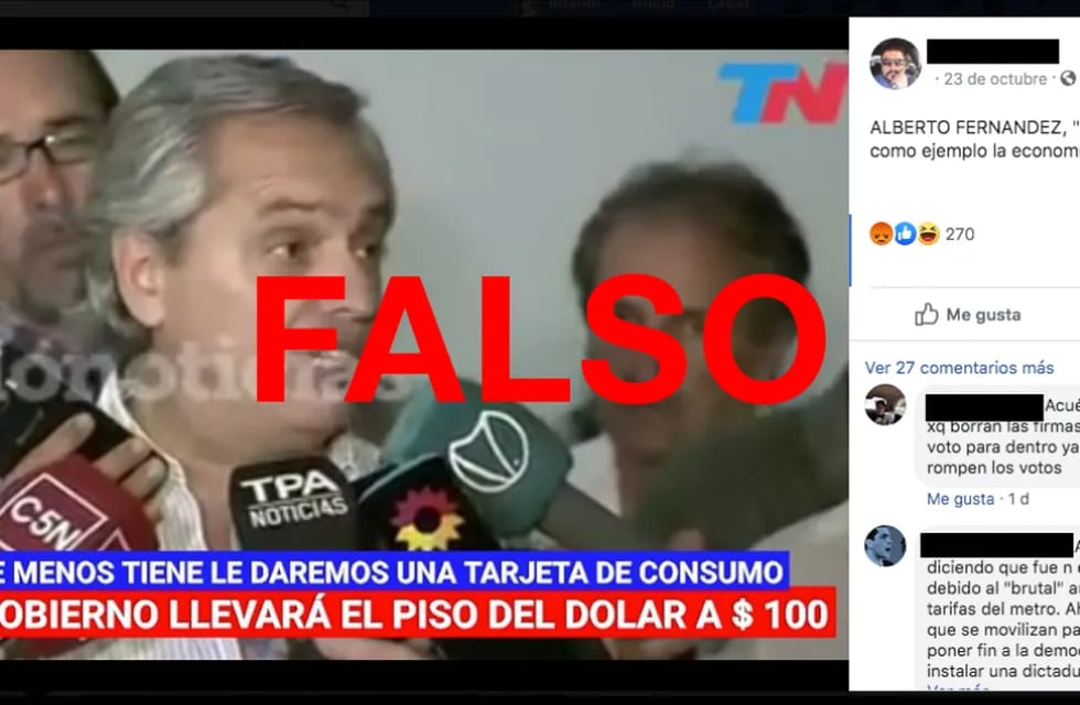 No, Alberto Fernández no dijo: “Nuestro gobierno llevará el dólar a un piso de 100"