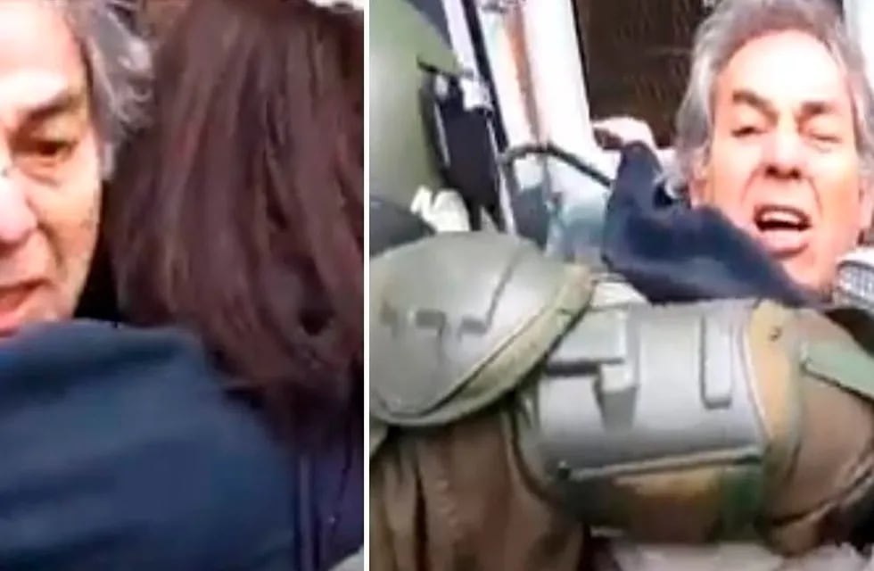 Video: un padre abraza a su hija para evitar que los carabineros de Chile se la lleven 