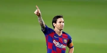 El raro festejo de Leo Messi.
