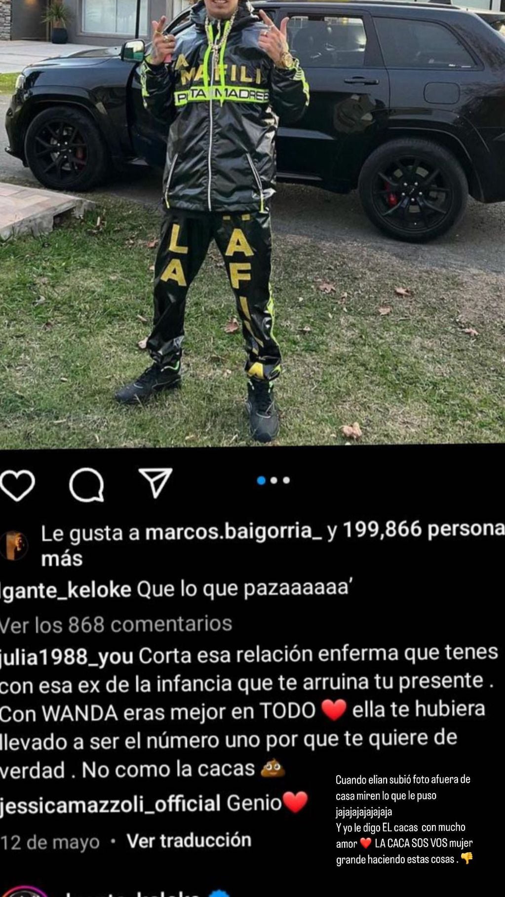 Tamara Báez defenestró a Wanda Nara por el Instagram trucho. Captura de Instagram.