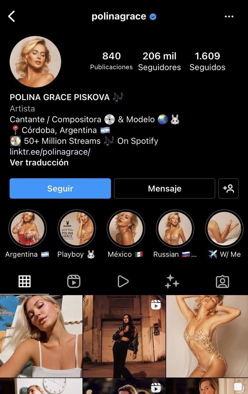 Polina Grace Piskova, la cantante rusa de La Voz Argentina, es famosa en redes sociales (Instagram)