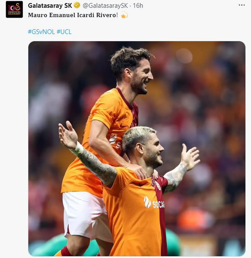 El posteo del Galatasaray a Mauro Icardi