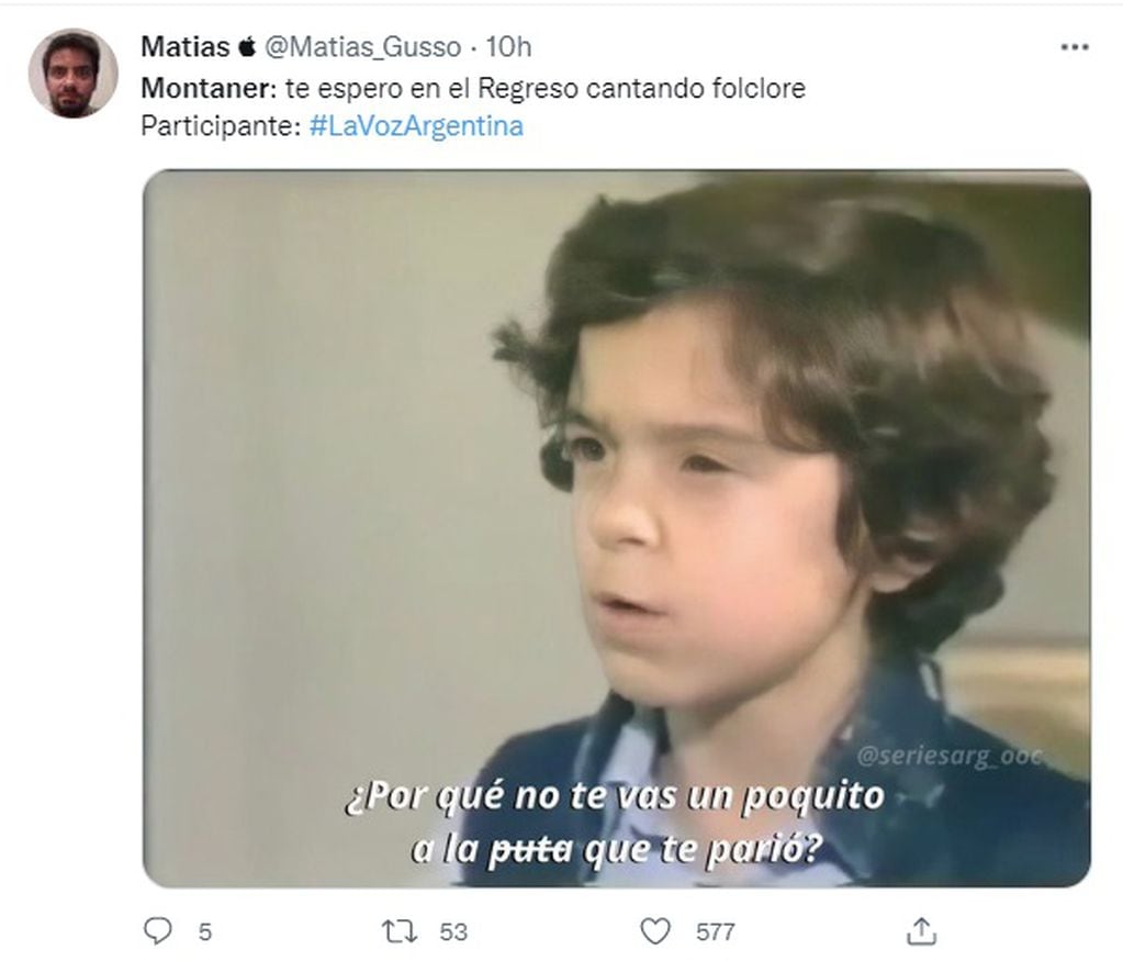 Duras críticas a Ricardo Montaner por eliminar a Juan Manuel Rubino, un participante de La Voz Argentina (Twitter)