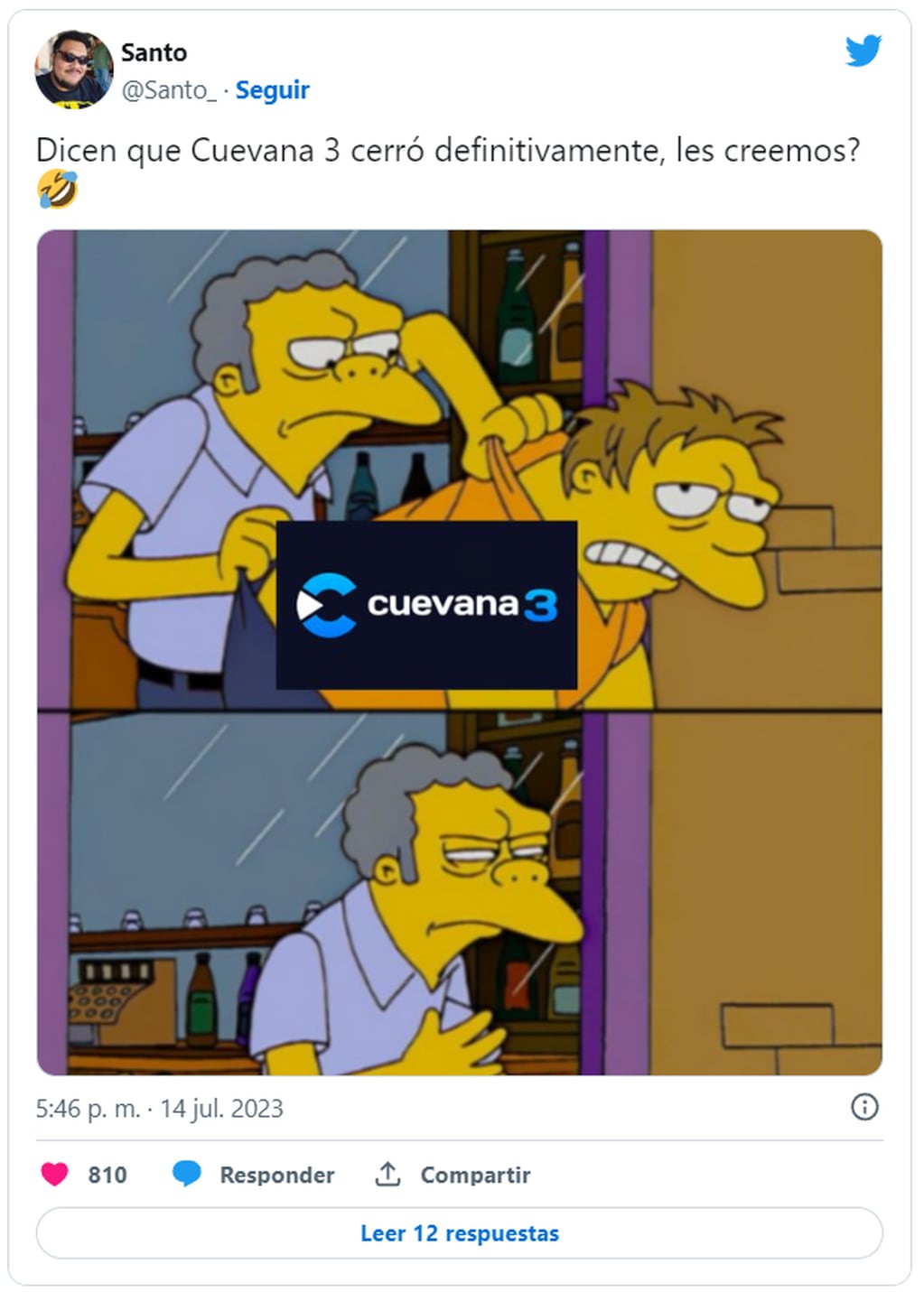 Memes por el anuncio de cierre de Cuevana3. Foto: Twitter / @Santo_