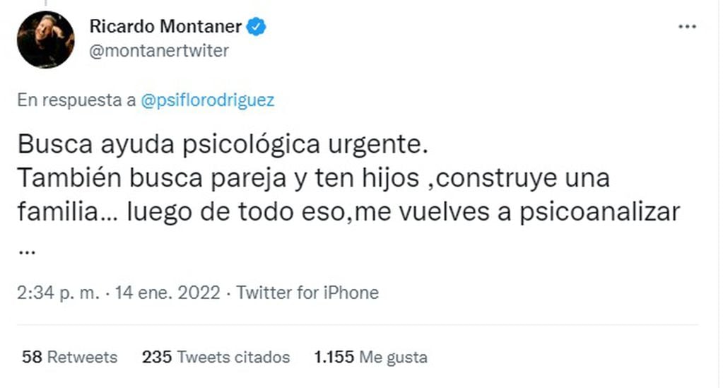 La respuesta de Montaner a la crítica de la psicóloga