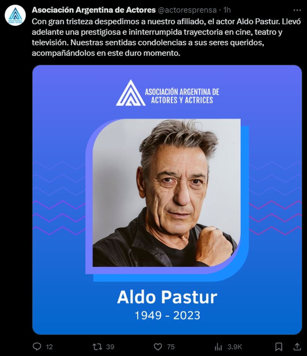 El comunicado de la Asociación Argentina de Actores. Foto Captura: X / @actoresprensa