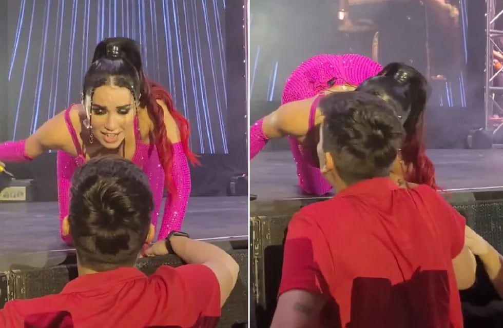 Lali Espósito consoló con un beso a una fanática que se desmayó en el show de Córdoba (Captura de video)