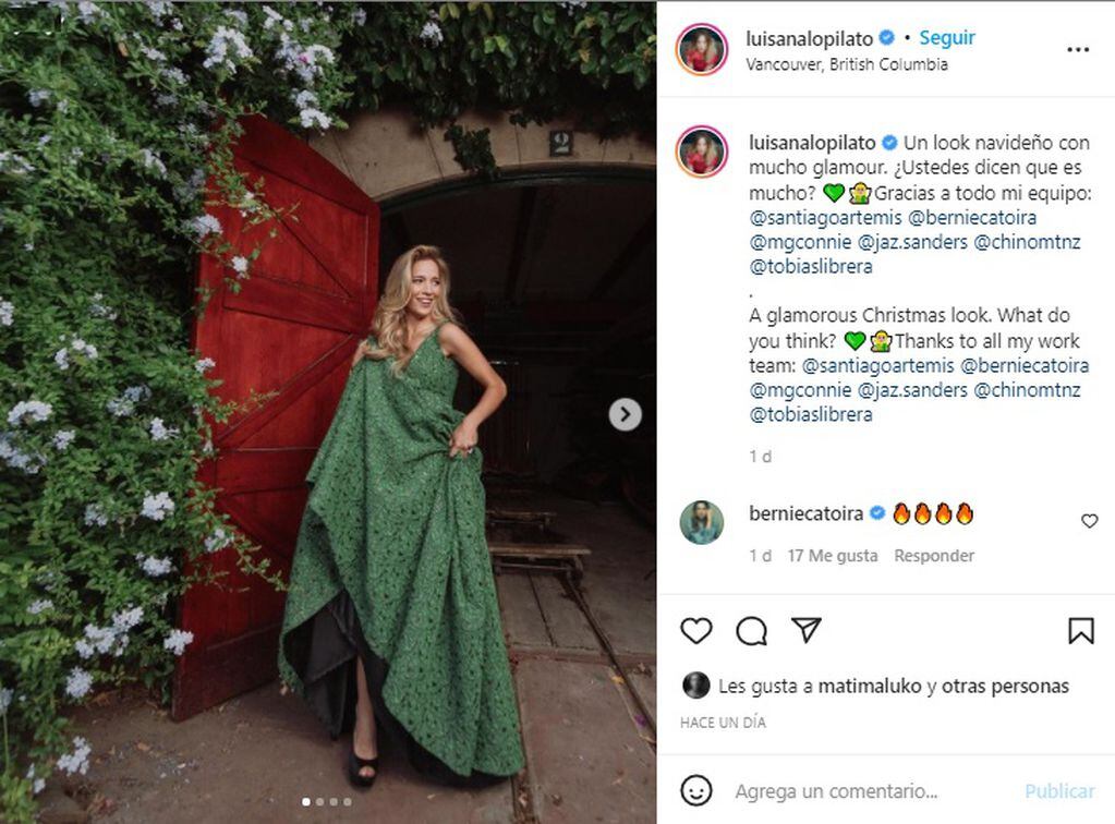 Luisana Lopilato se adelantó a la Navidad con un vestido verde glamoroso