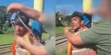 Video: capturaron a un ladrón que robaba mochilas de alumnos a la salida del colegio y lo ataron a un poste