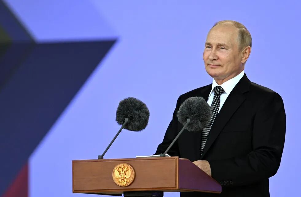Vladimir Putin, presidente de la Federación Rusa, en la inauguración de la exposición Army 2022, en Moscú.
