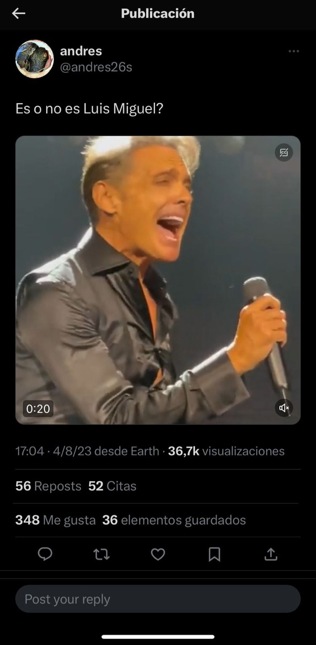 Luis Miguel en Argentina. Captura de pantalla.