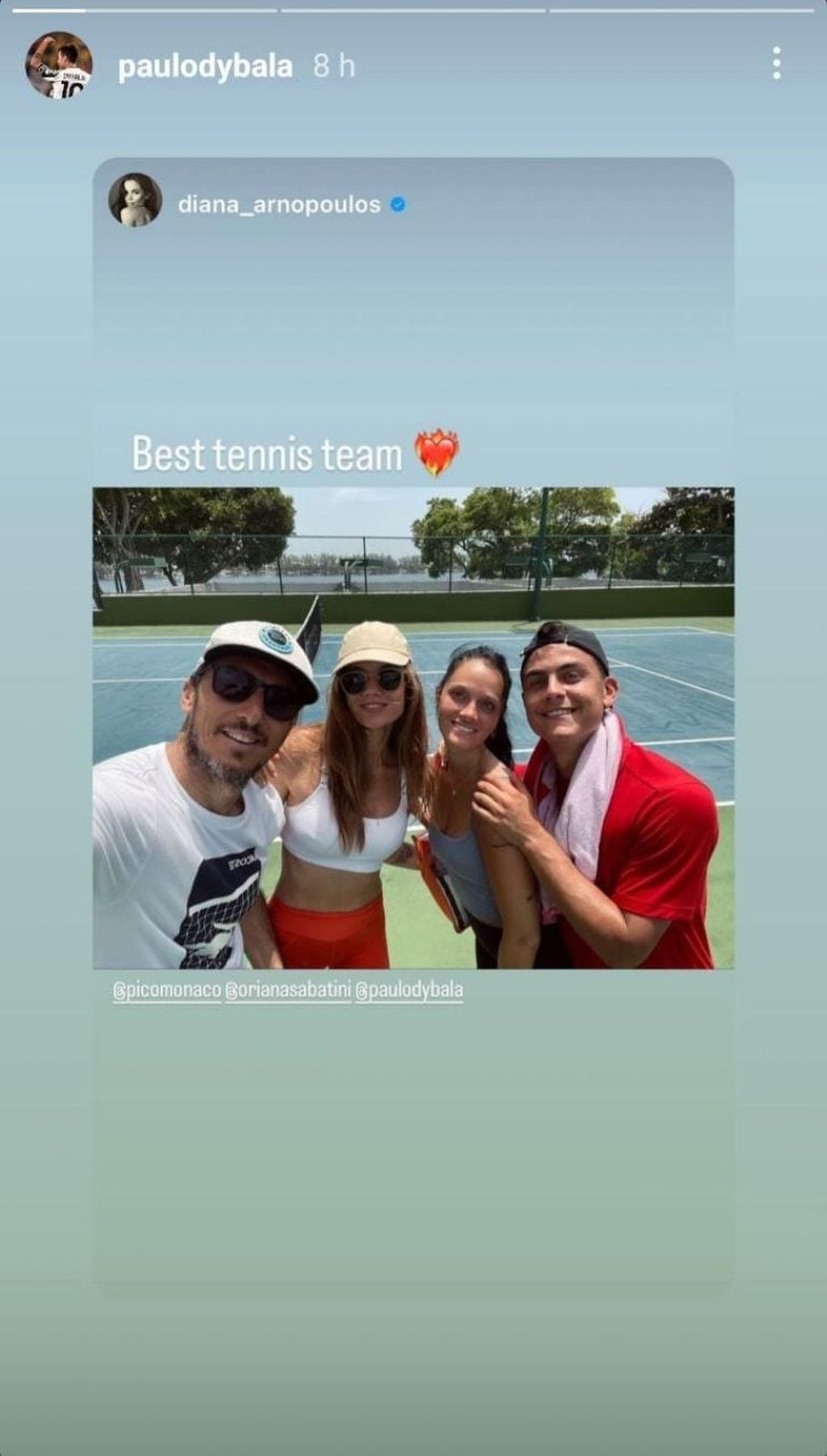 Dybala y Oriana vs Mónaco y Diana, al tenis en Miami