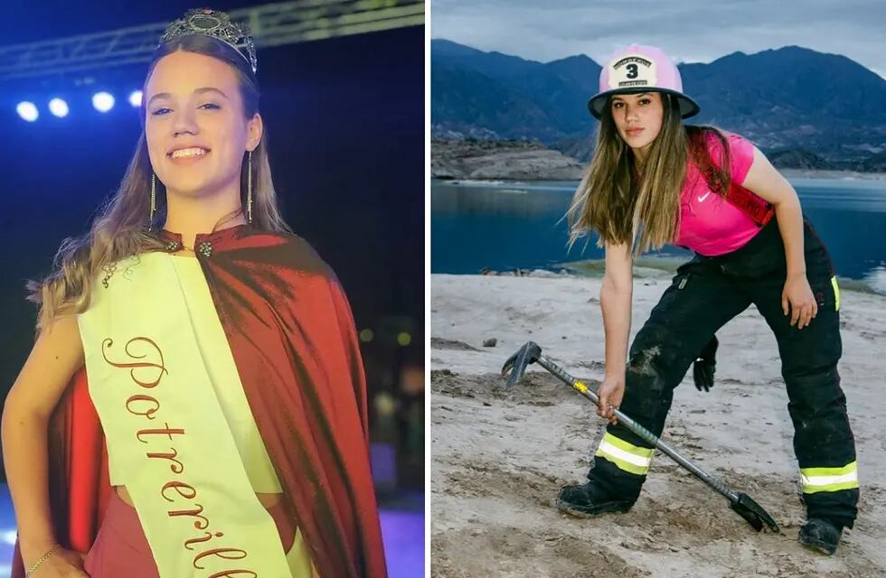 Paz fue coronada el 20 de noviembre como representante de Potrerillos en un respiro de sus actividades como bombera. | Fotos: gentileza