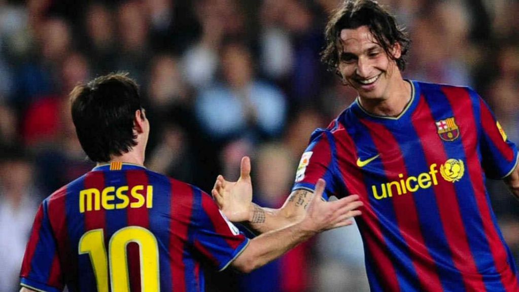 Messi y Zlatan, en su época de compañeros en el Barcelona (Foto: web).