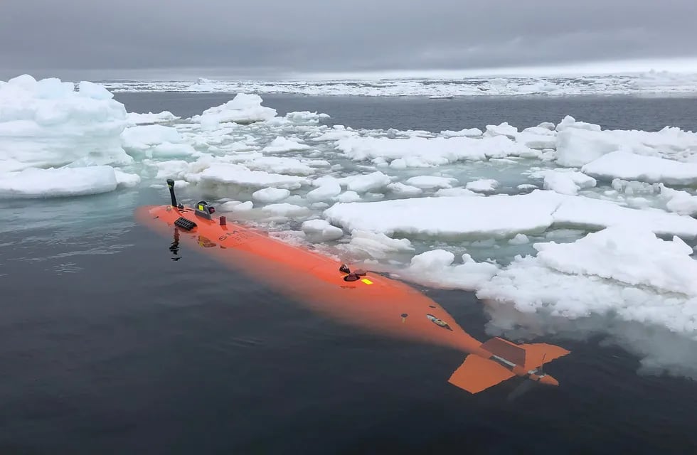 El submarino no tripulado Ran en el glaciar Thwaites, famoso por ser llamado "el glaciar del juicio final" (Web)