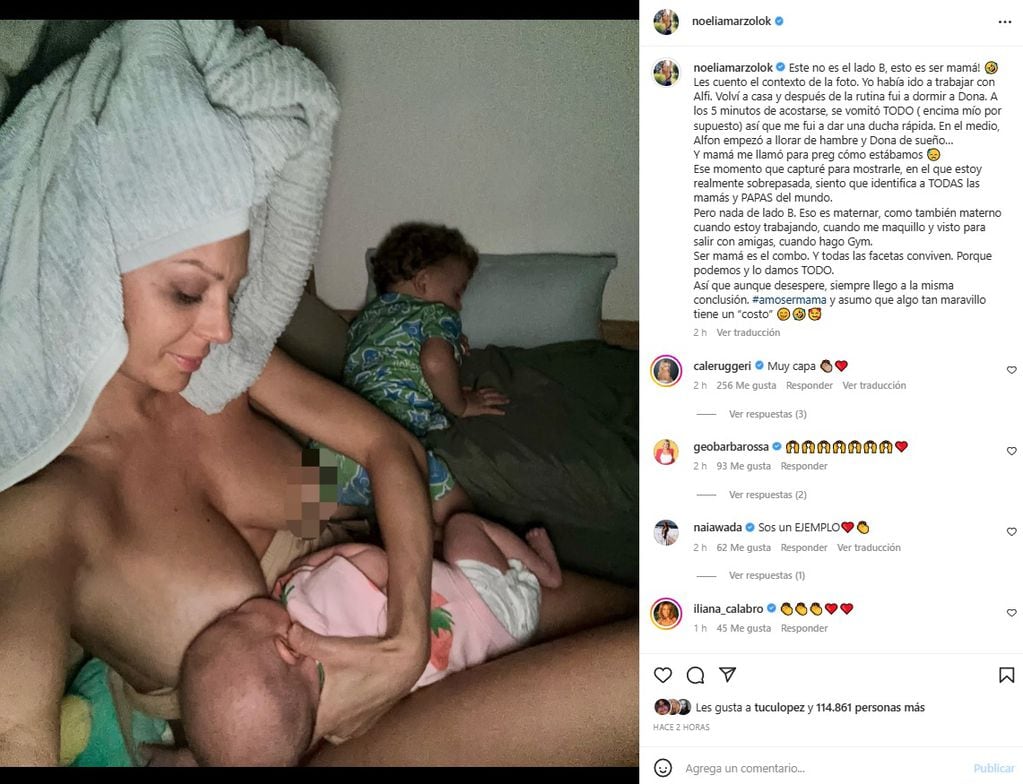 Noelia Marzol compartió con sus millones de seguidores su lado real como mamá.