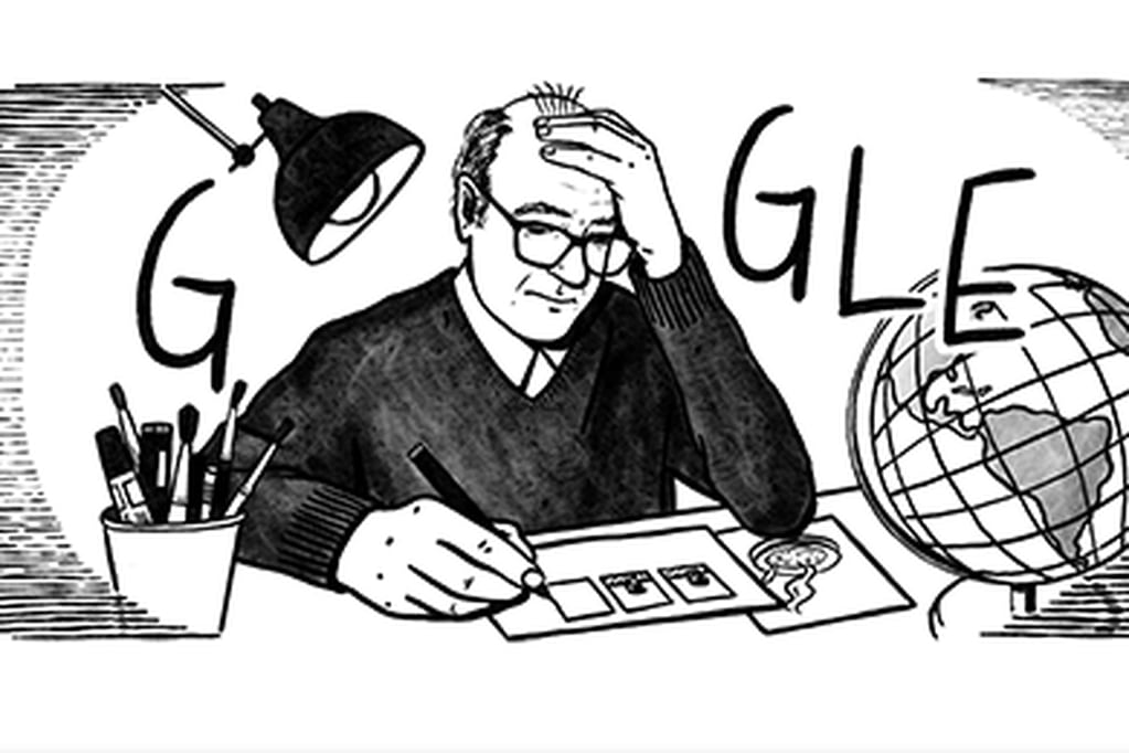 El doodle de Google en homenaje a Quino en el día que cumpliría 90 años.