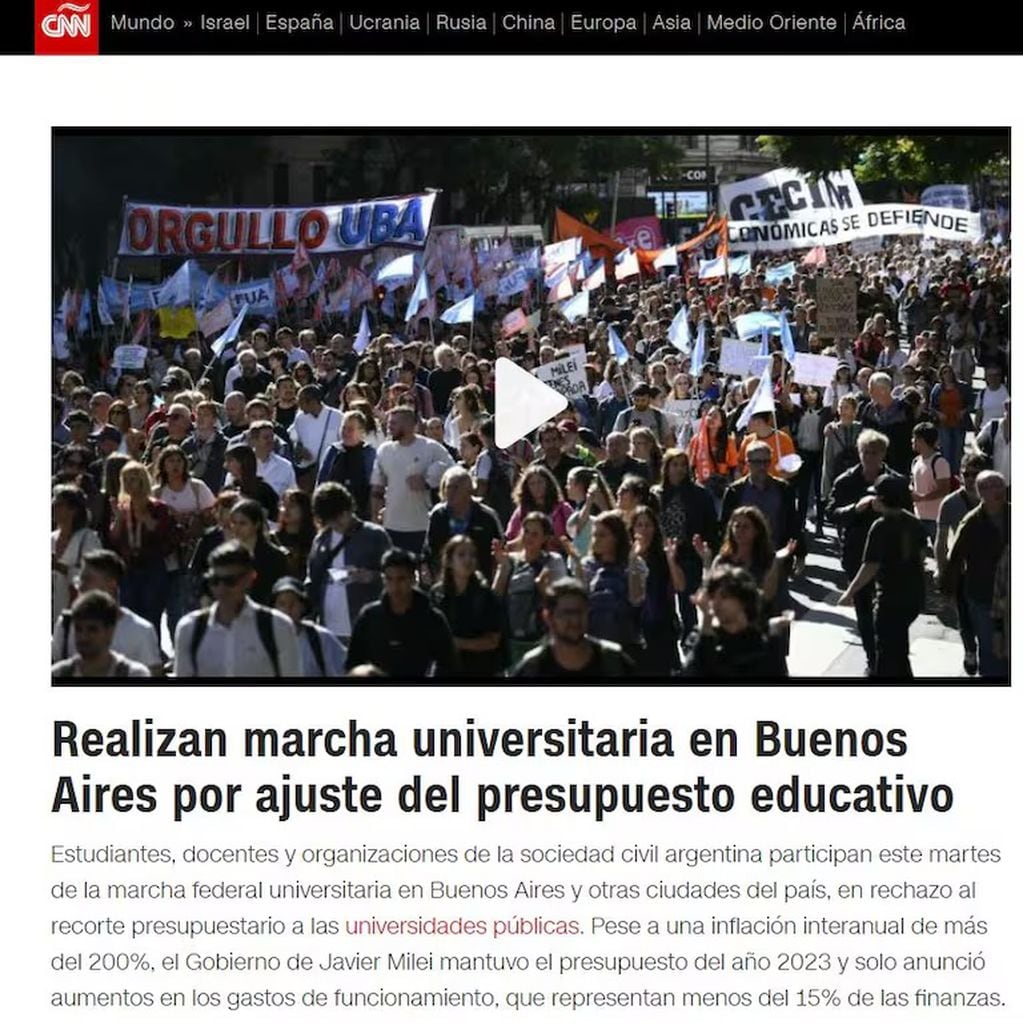 Medios internacionales reflejaron la marcha universitaria federal