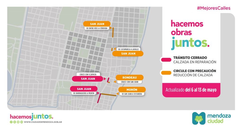 Siguen los trabajos viales en diferentes arterias de la Ciudad. Foto: Municipalidad de Mendoza.