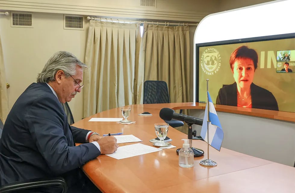 Alberto Fernández dialogó con la titular del FMI este martes. / archivo - Presidencia