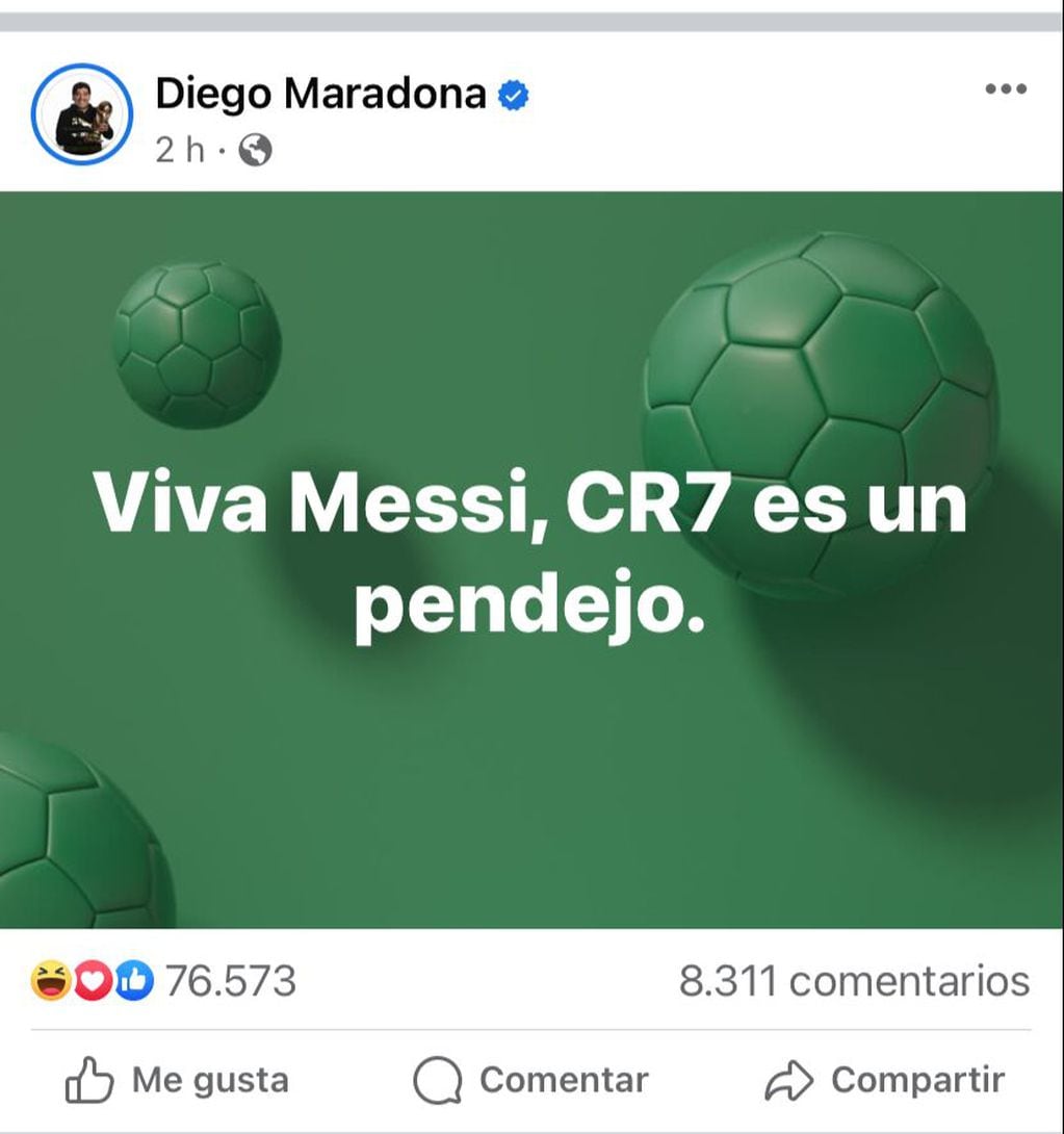 Los extraños mensajes que aparecieron en el Facebook de Maradona
