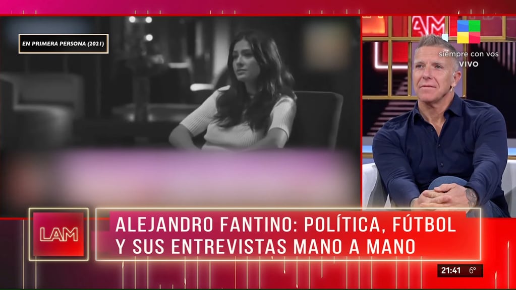 Alejandro Fantino viendo su entrevista con la China Suárez.