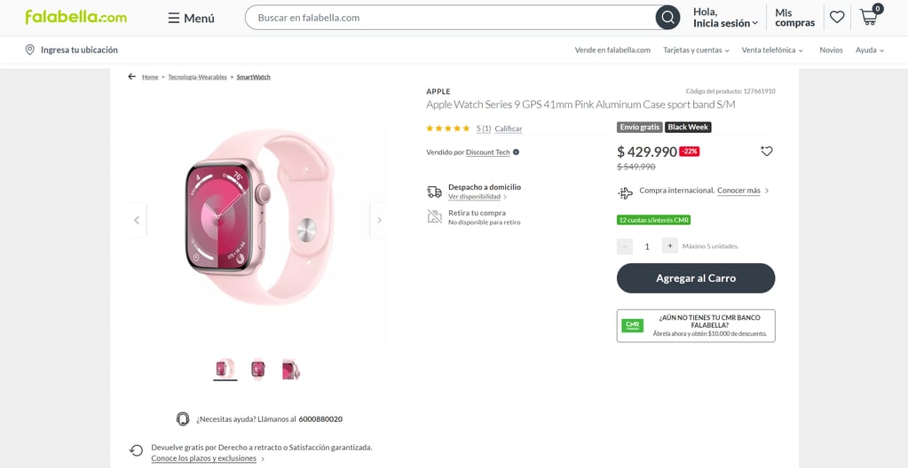 Apple Watch, talle S/M, precio en Chile.