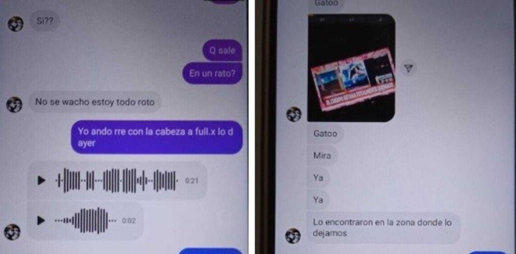 Captura pantalla que muestra la conversación por Instagram que incrimina a los adolescentes acusados. Foto: Archivo / Los Andes