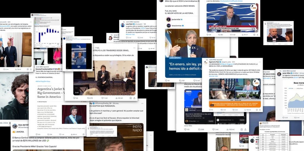 Varios "tuits" que repercutieron en la cuenta oficial del presidente. Foto: La Nación