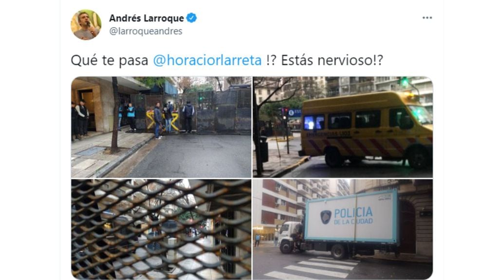 El desafiante tuit del funcionario Andrés Larroque. / Foto: captura Los Andes