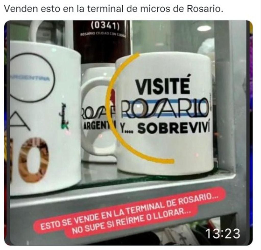 Según el psteo, estos son los recuerdos que se venden en una terminal de Rosario / Twitter