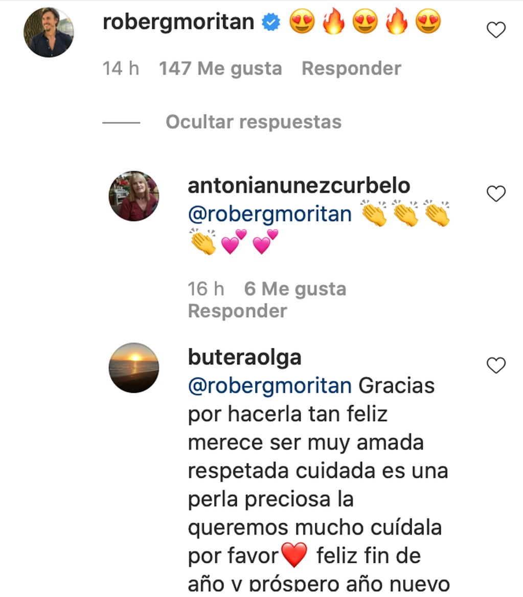 El comentario de Roberto y algunas respuestas de los seguidores.