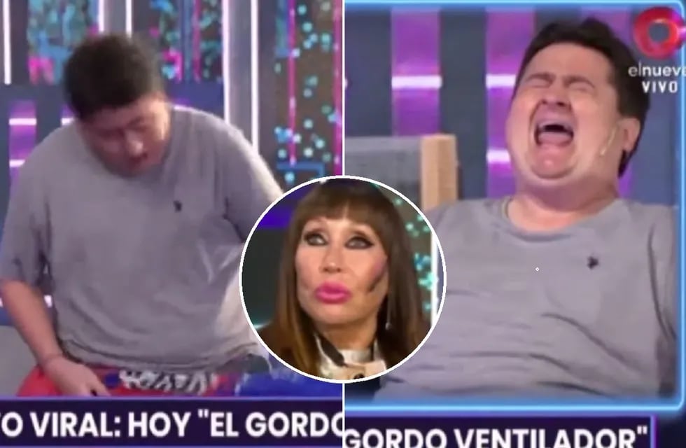 "El gordo ventilador" estuvo con Moria Casán y se hizo viral (Captura TV / El Nueve)