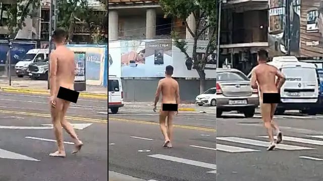 Un hombre corriendo desnudo por Buenos Aires